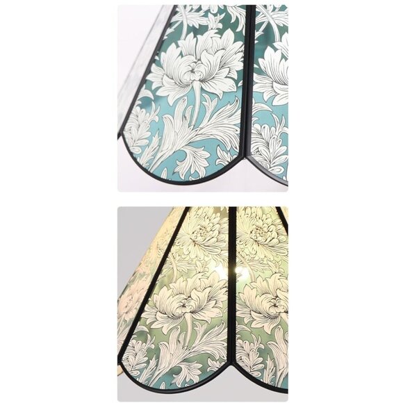 Floral Handcrafted Glass Pendant Light Fixture Pendant Lamp w/ Artisan Mosaic - Picture 2 of 3